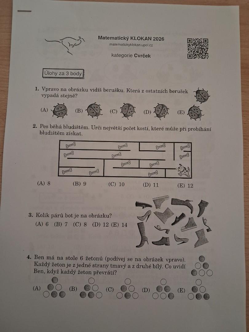 Matematický klokan - cvrček